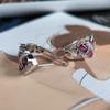 Серебряные серьги с натуральным рубином 6.107ct, фианитами (2205043)