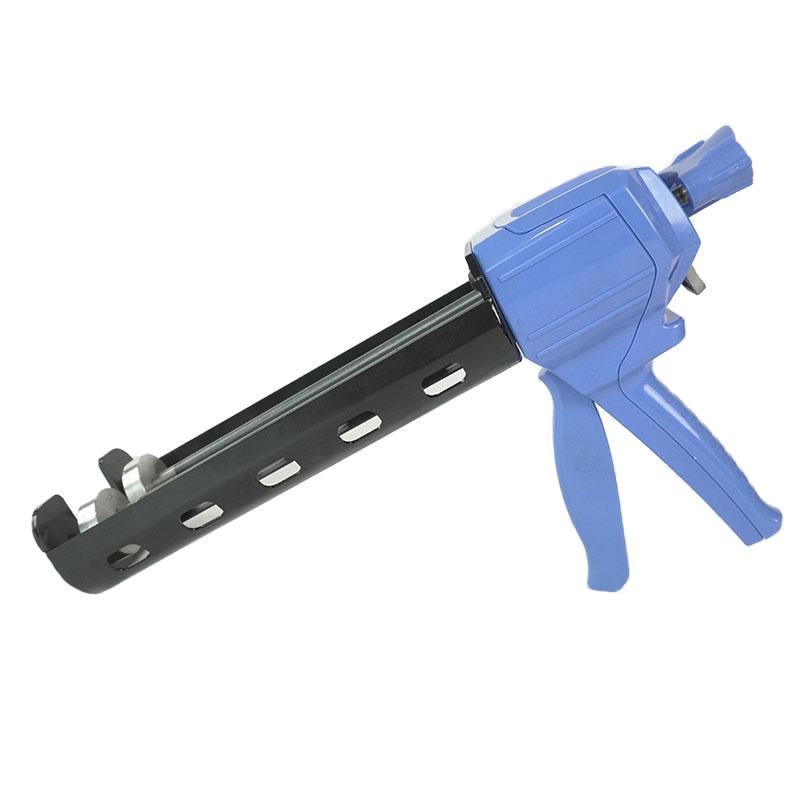 JAPI Manual 600ML 1:1 Two Component Caulking Gun Double Cartridges Silicone Glue Gun Hand Blue Stainless Steel Injection Cutting