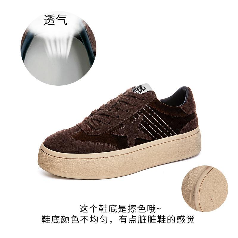 Little white shoes women's 2025 spring new retro star board shoes versatile casual shoes thick-soled heightening sports shoes