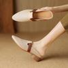 French Breathable Hollow Bag Head Half Slippers Women's 2025 New Summer Soft Leather Round Head Sandals Lazy Low Heel Muller Shoes