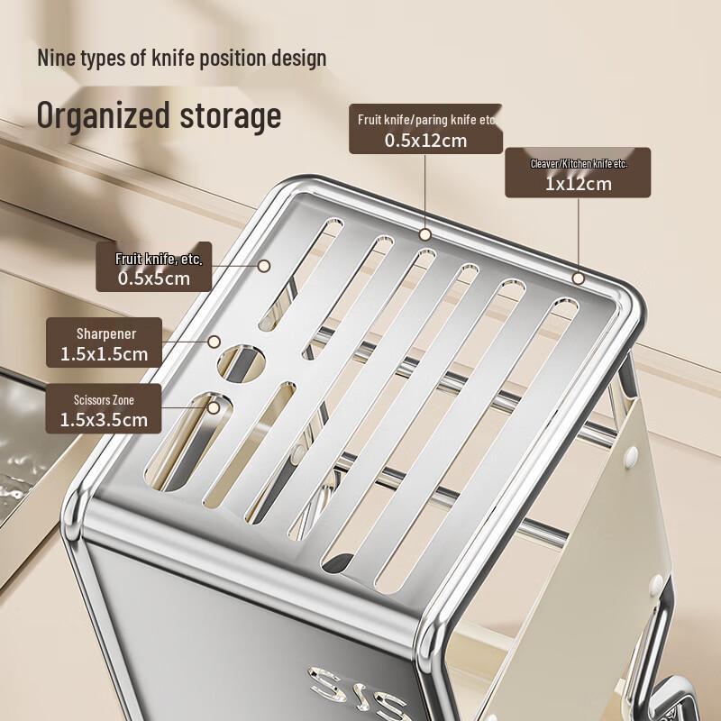 Miling Slanted Stainless Steel Knife & Chopstick Holder