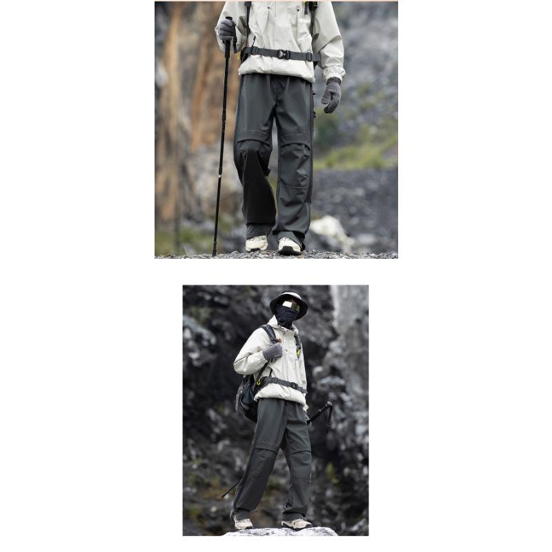 Men Fleece Lined Waterproof Windproof Outdoor Casual Straight Paratrooper Long Pants