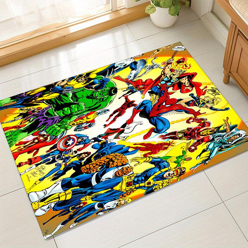 Superhero Collage Carpet For Playroom Bedroom Living Room Sofa Home Decorkids Game Area Rug Nonslip Floor Mat