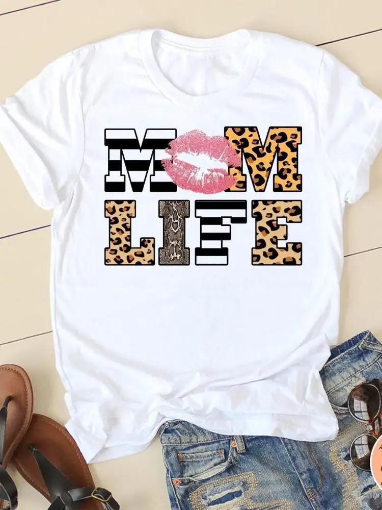 Summer Tshirts Clothing Short Sleeve Tee Clothes Fashion Sweet Love Mom Casual Ladies Print Women Female Oversized Graphic Tee