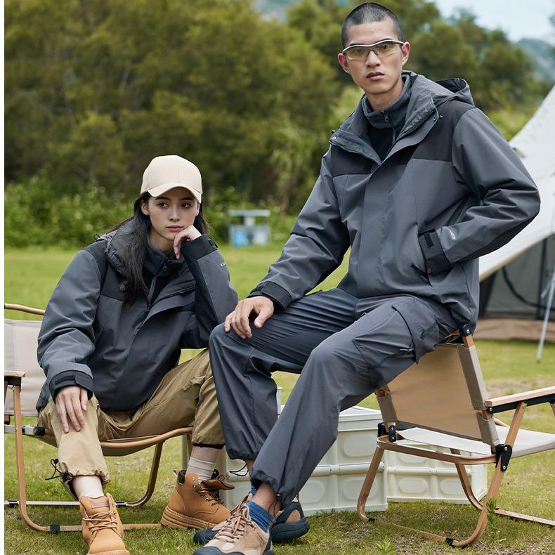 Jesienna i Zimowa Kurtka Damska Trzy w jednym Zdejmowana Podszewka Odporna na Zarysowania Odporna na Zużycie Kurtka Góralska Męski Haft Nadruk