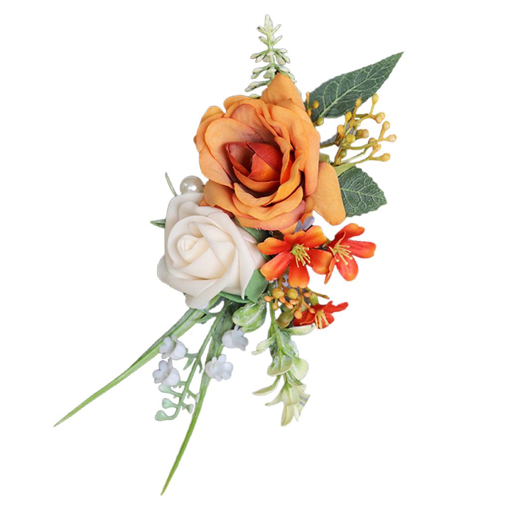 Realistic Rose Boutonniere Wedding Corsage Handmade Wrist Flower Optional for Weddings Decoration in Soft Color