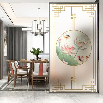 No Glue Privacy Windows Film Decorative Chinese Classical Painting Stained Glass Static Cling Frosted Window Stickers 03