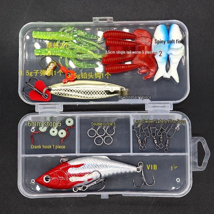Lure Spinner & Soft Bait Thunder Frog Minnow Hook Combo Set In Box