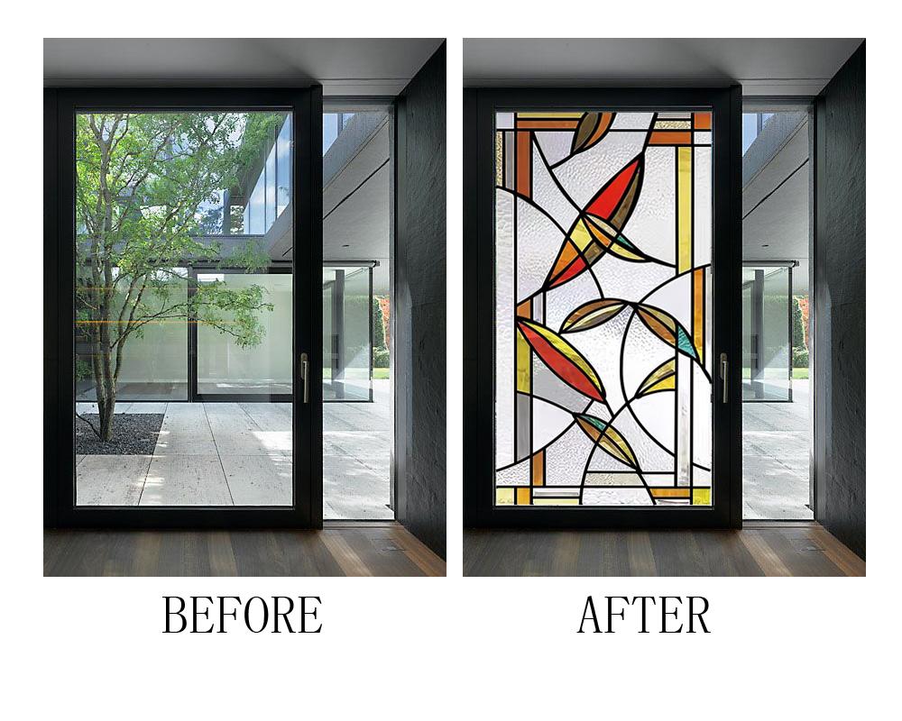 

Window Films Stained Glass Films Static Cling Frosted Opaque Church Home Decor Door Sticker Window Treatment Privacy Custom Size (as the picture,40cmX80cm)