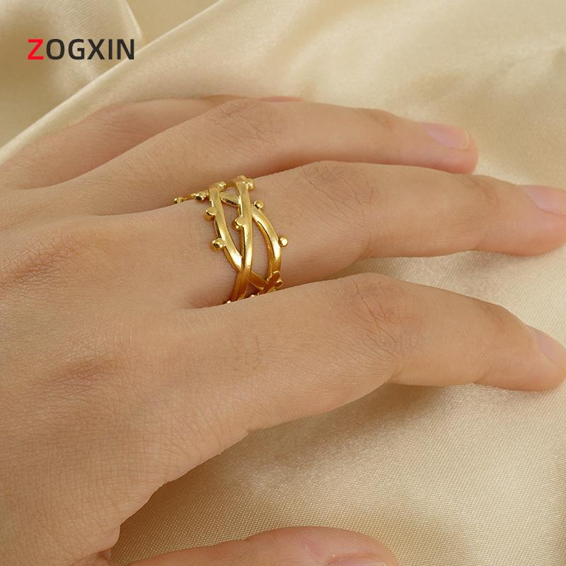 18K Geometric Titanium Steel Adjustable Ring for Women