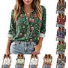 Chemise Décontractée Tendance pour Femme avec Imprimé Noël, Manches Longues, Boutonnée, Deux Poches