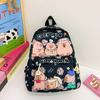 Large Capacity Capybara Backpack Cartoon Cute Backpack Multipurpose Stain-Resistant Students Schoolbag Trendy Printed Backpack