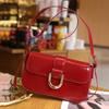 Retro Patent Leather Shoulder Bag For Women Luxury Flap Crossbody Bag Solid Color Underarm Bag Red Crossbody Bag Lady Handbag