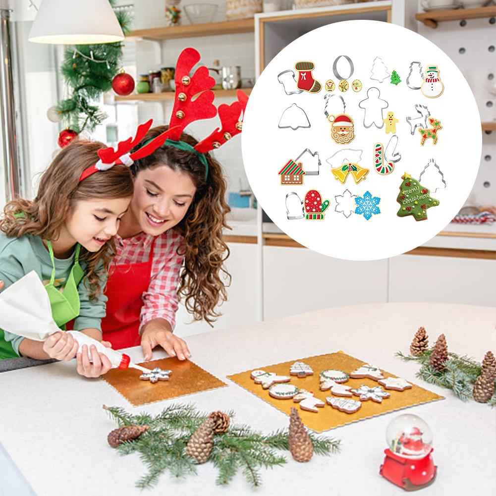 14/28Pcs Hand Christmas Cookie Cutters Stainless Steel Cookie Cutting Mold DIY 3D Cookie Cutter for Making Muffins Biscuits
