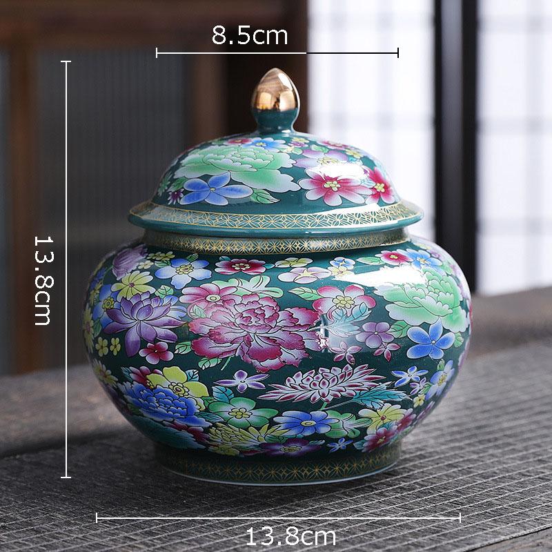 Enamel Color Porcelain Tea Canister Sealed Ceramic General Jar Storage Jars Desk Decoration Tea Cans Candy Pots Tea Caddy