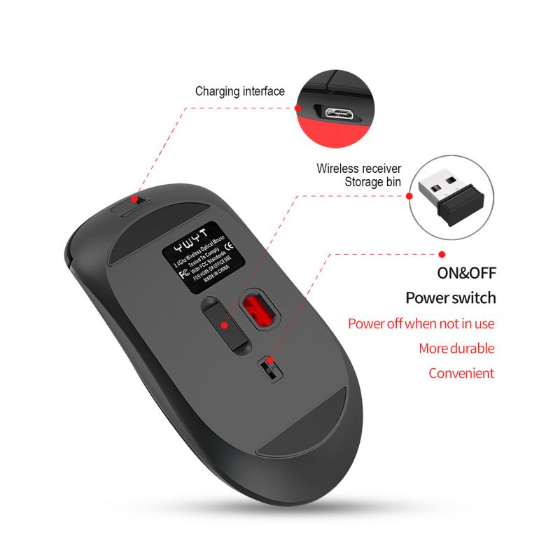 Ywyt G864 Wireless Gaming Mouse Rechargeable Portable 2.4g Usb Interface 2400dpi Adjustable Silent