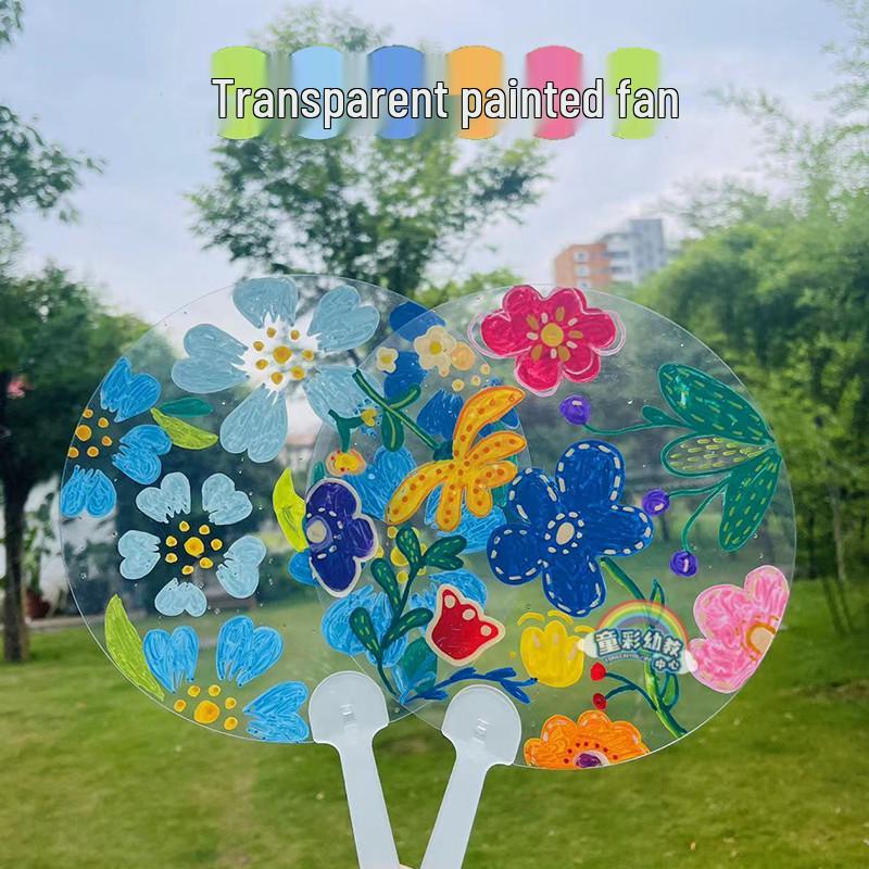 

Summer DIY Transparent Coloring Fan for Kids Art and Doodle Projects
