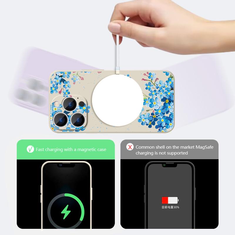 Für iPhone 17 Pro Max Hülle INS Buntes Blumenmuster Magnetisch Für Magsafe Weiche Hülle Für iPhone 16 15 14 13 Pro Max 17E 16E