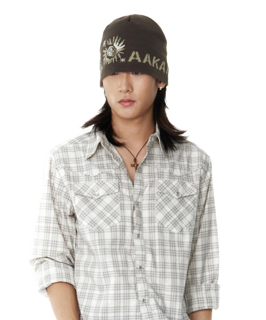 AAKAM Small Sun Jacquard Beanie (Brown)