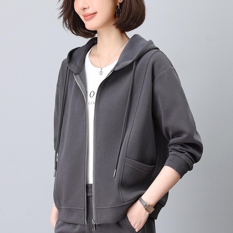 2024 Spring & Autumn Women's Fashion Cardigan Hoodie - Trendy, Youth-Enhancing, Casual Jacket for Middle-Aged Mothers