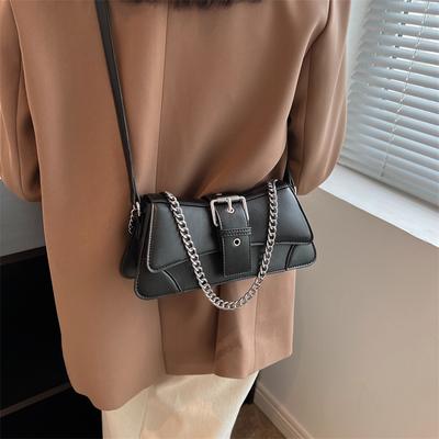 Solid Color Women Chain Shoulder Side Bag Small PU Leather Handbag And Wallet Vintage Luxury Brand Lady Flap Crossbody Sling Bag