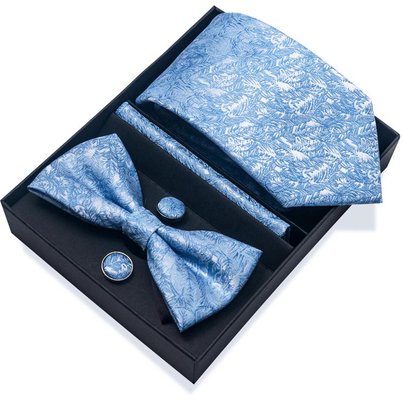 Set de 6 piezas, Corbata de Vestir de Negocios 8 cm Corbata para Hombre Set de Pajarita Caja de Regalo.