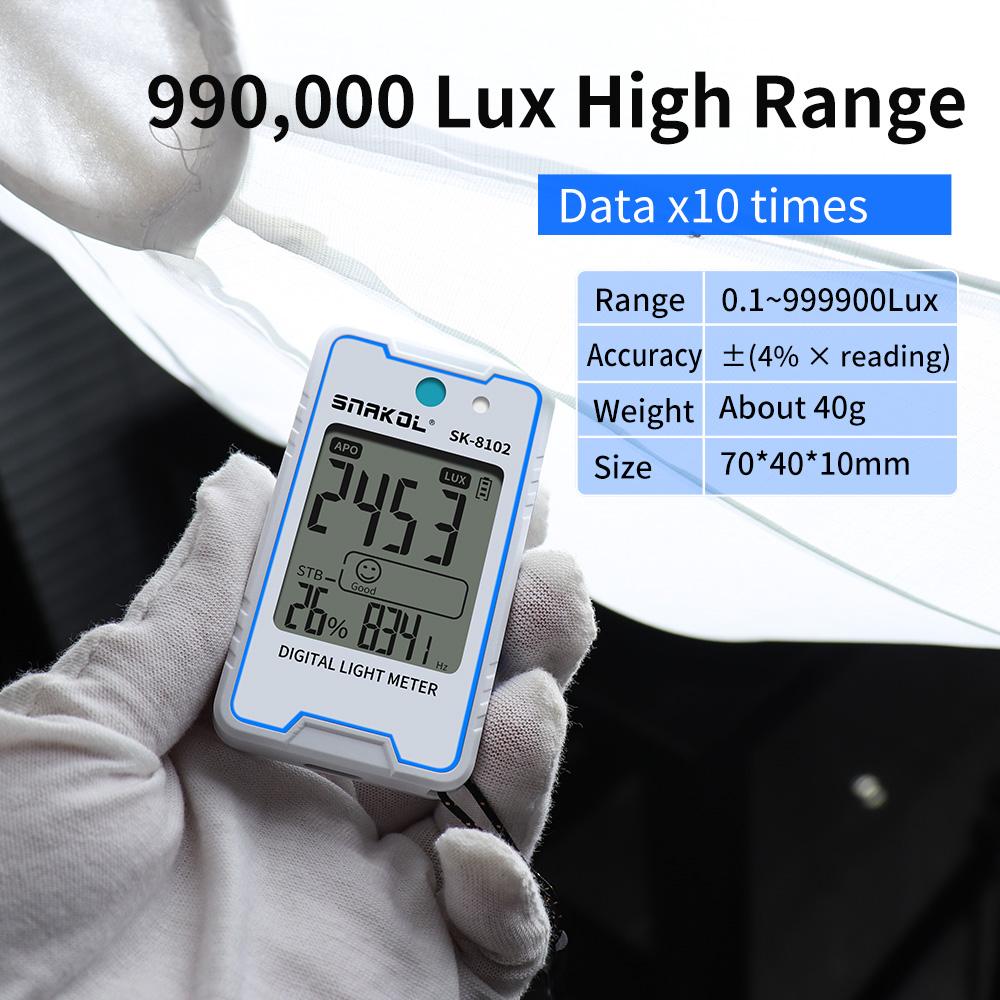 SNAKOL SK-8100/8101/8102 Mini Digital Lux Meter with Temperature and Humidity Monitoring Type-C Charging Portable Lux Meter