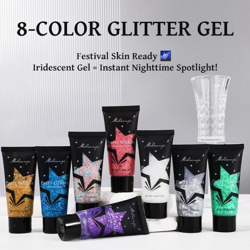 Ombre à paupières Gel Pailletée Nacrée - Maquillage Visage Scintillant pour Scène & Boîte de Nuit, Cosmétique Scintillant Pigmenté Longue Tenue