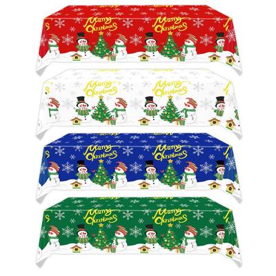 Schneemann Design Weihnachts-Tischdecke Leichtgewichtige Einfach zu Reinigende Party Folien-Tischdecke Wasserdichte Rechteckige Feiertags-Tischdecken Weihnachten