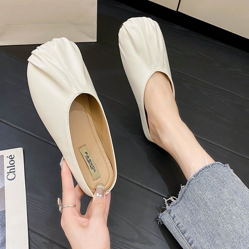 2025 Spring and Summer New Evening Fairy Wind Flat Bottom Without Heel Lazy Net Red Bag Head Half Slippers Female Outer Wear
