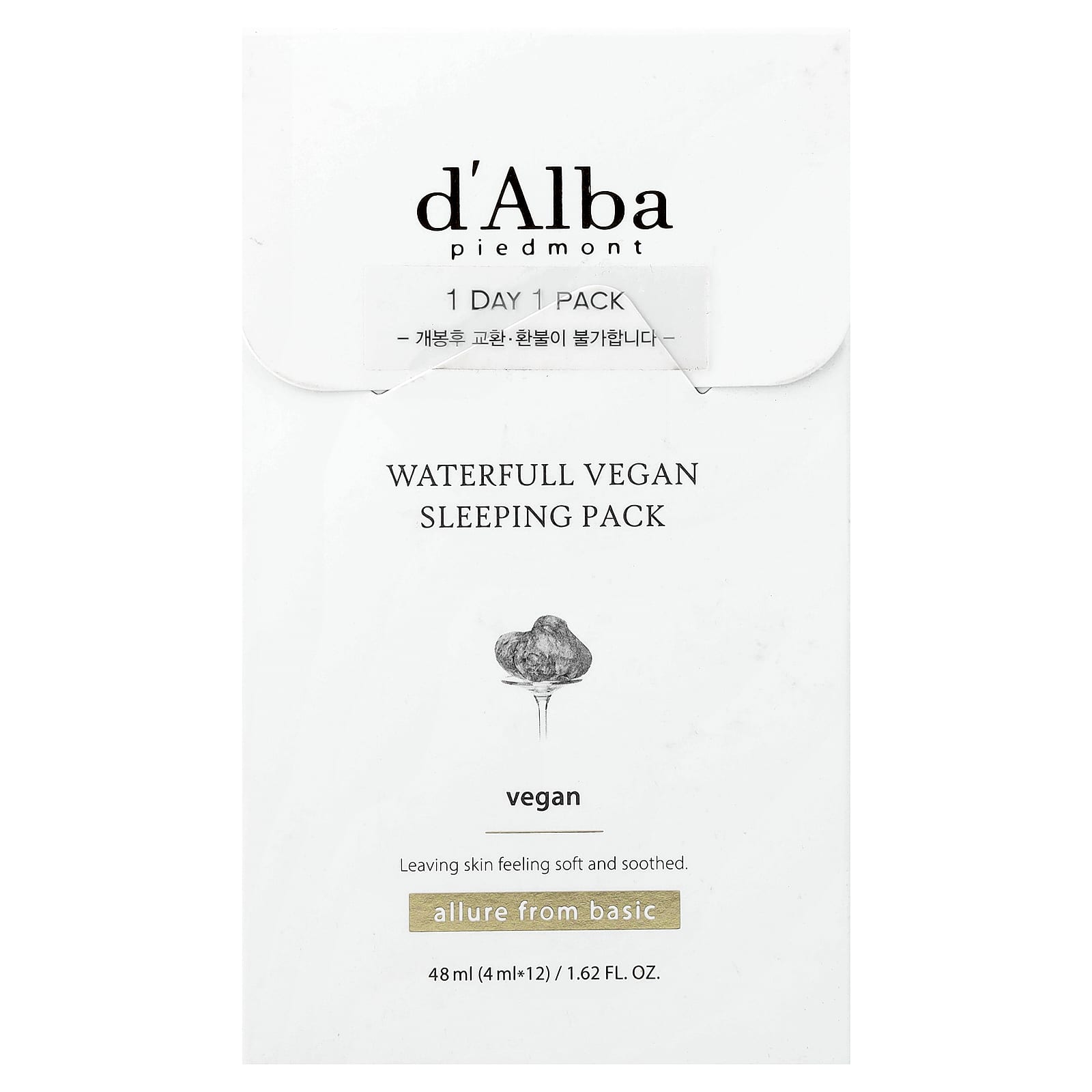

D Alba, Waterfull Vegan Sleeping Pack, 12 Pack, 4 Ml (0.13 Fl Oz) Each