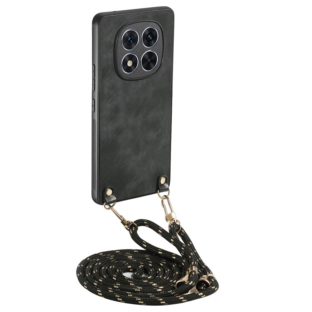 For Xiaomi Redmi Note 14 Pro 5G/Poco X7 5G Case Retro Texture Leather Coated PC+TPU Phone Cover with Hanging Rope