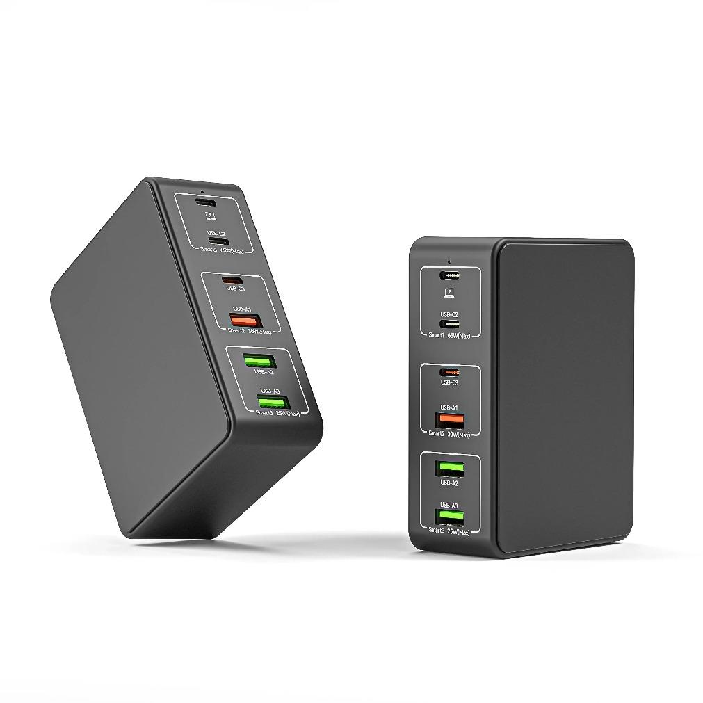 QC3.0 PPS PD 65W 6-Port Charge Gan 120W Charger Station 3C+3A For iPhone Samsung Xiaomi Smartphone Laptop Desktop Fast Charging