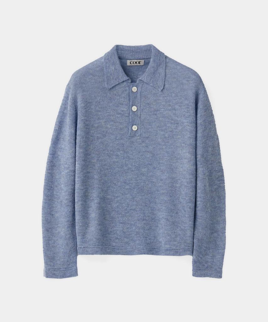 Kueo Airy Alpaca Collar Knit (Melange Blue)