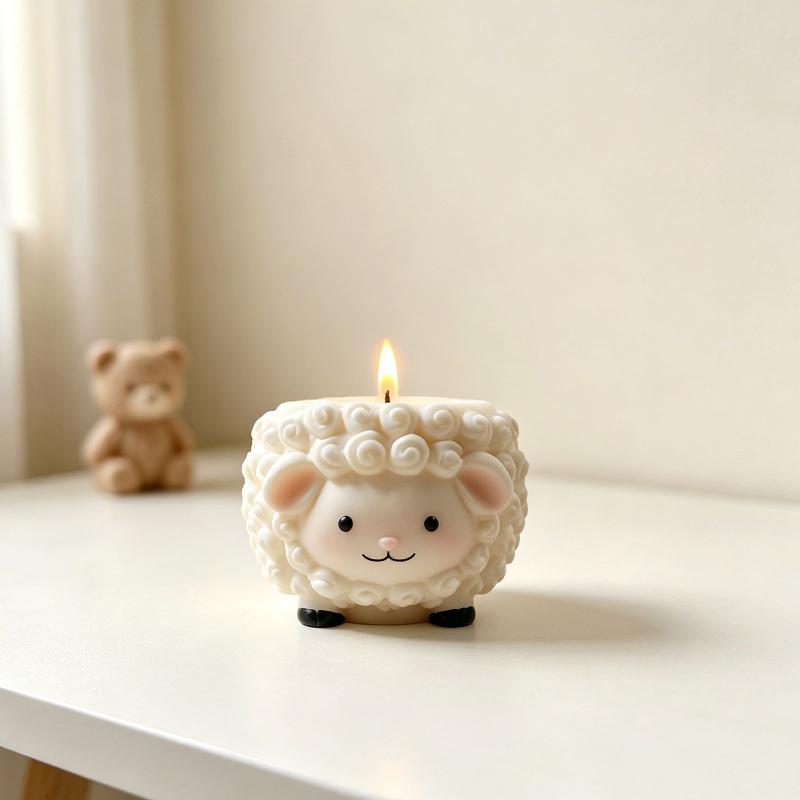 Soft Sheep Silicone Candle Mold Non-Stick Reusable Mould for DIY Aromatherapy Candle Wedding Party Favor Craft Making