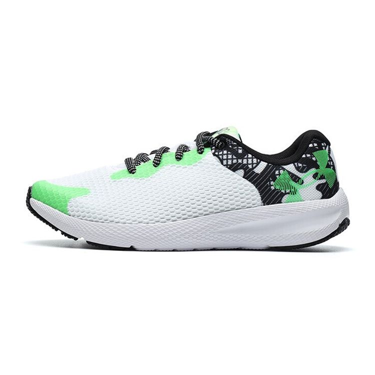 Under Armour Pursuit Charged 2 Low Top Kids Running Shoes Kids Running Shoes White Green 3024746-100