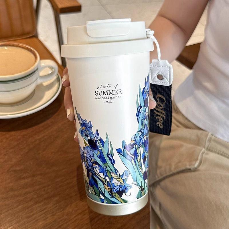

Lily Of The Valley Thermos Cup 316 Stainless Steel Coffee Cup Girls Large Capacity High Value Straw Water Cup 501-600ml