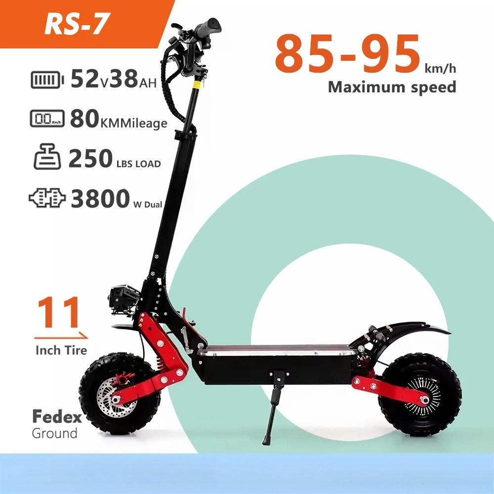 UE 2025 Nouveau RS7Hot Vente 3800W 52V 38AH Scooter Électrique Double Moteur Vitesse Maximale De 80KMH Plage Maximale De 60-70KM Pliable E Scooter
