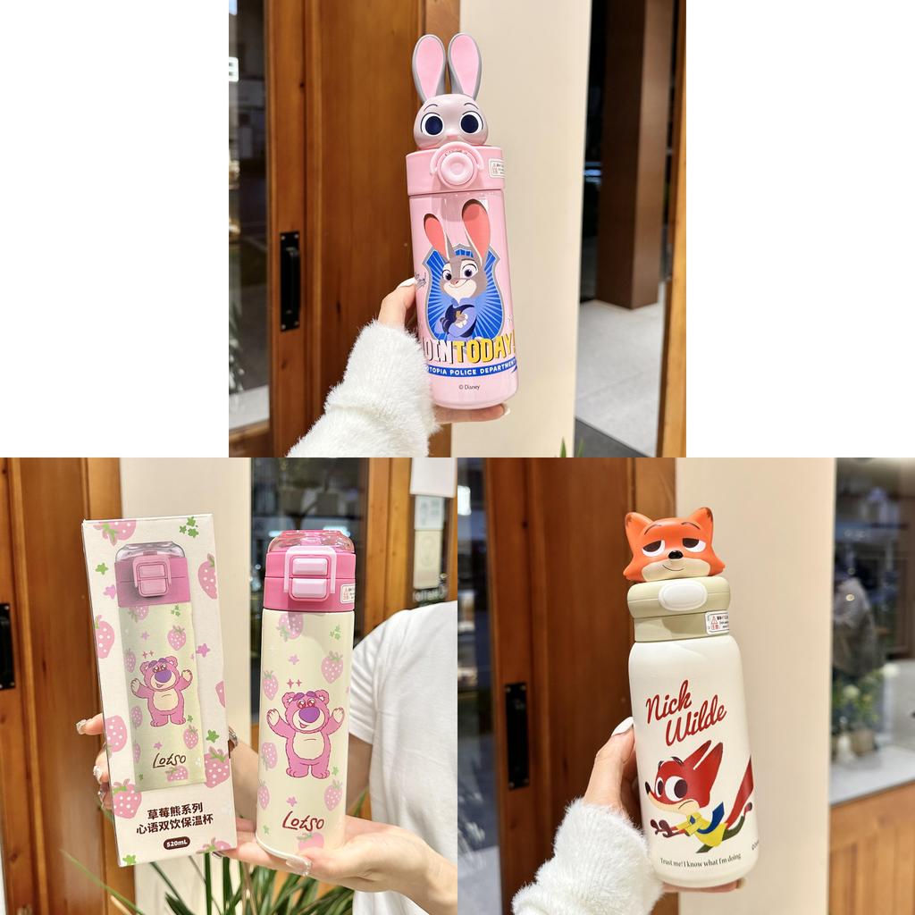Judy Zootopia Insulated Water Bottle With Straw Lock For Travel And Gift