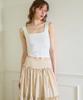 Salon De Yon Ribbon Shirring Gingham Check Maxi Skirt_ Beige