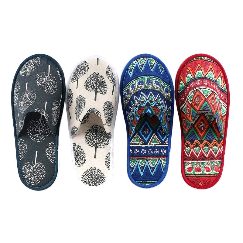 1Pair Disposable Breathable Entertaining Guests High Quality Animal Print Hotel Supplies Non-Slip Travel Slippers Multiple Colors