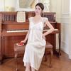 Women's ice silk long dress polka dot French suspender nightdress spring and summer ice and snow silk sexy pajamas pure desire wind dress