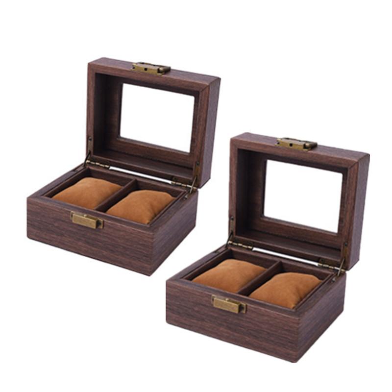 1/2PC Vintage Wood Watch Storage Box Brown Watch Bracelet Storage Display Box Wrist Watch Holder Storage Case Jewelry Organizer