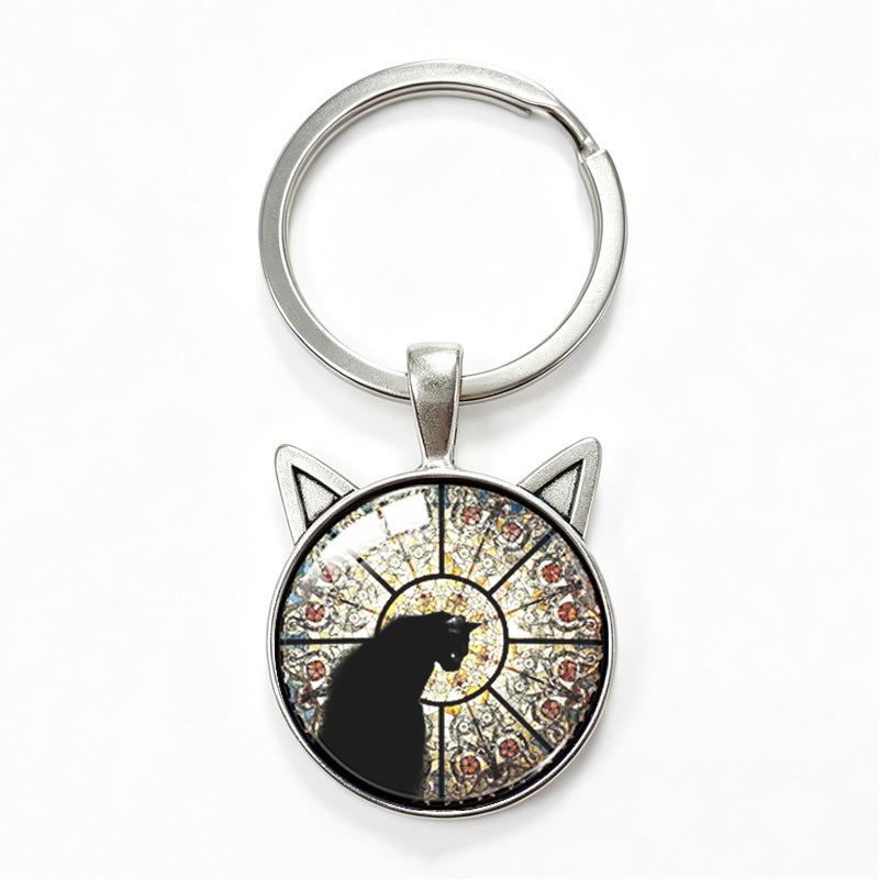 Yin Yang Double Cat Ear Gem Keychain - Trendy Unisex Alloy Accessory