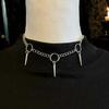 Hip Hop Trends Rivet Pendant Tassel O-ring Choker Necklace for Women Men Sliver Color Alternative Punk Gothic Party Jewelry Gift