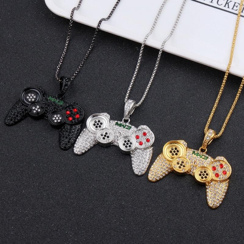 Collar Colgante de Mando de Videojuego para Hombres Cadena de Aleación Sin Chapar Joyería de Gamepad Tachonada Accesorio para Fiesta de Videojuegos Regalo de Cumpleaños