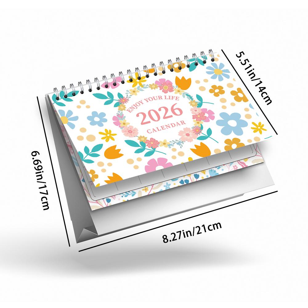 

1 шт., Календарь на 2026 год, Настольный календарь с цветочным дизайном, Ежемесячный планер на 12 месяцев, Настольный календарь, Настенный календарь, Подарок на день рождения, Рождество