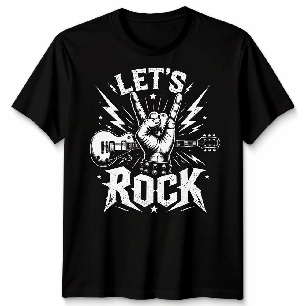 Kids Lets Rock Rockstar T Shirt Guitar Band Day Rock N Roll School Tee