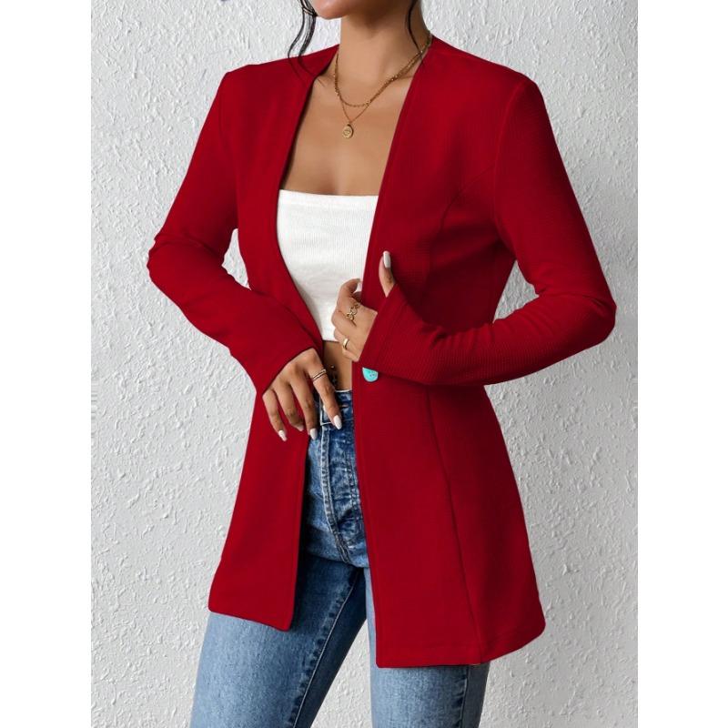 DAFIFY Women's Fashion Casual Solid Color Print Autumn Winter Long Sleeve Jackets & Coats