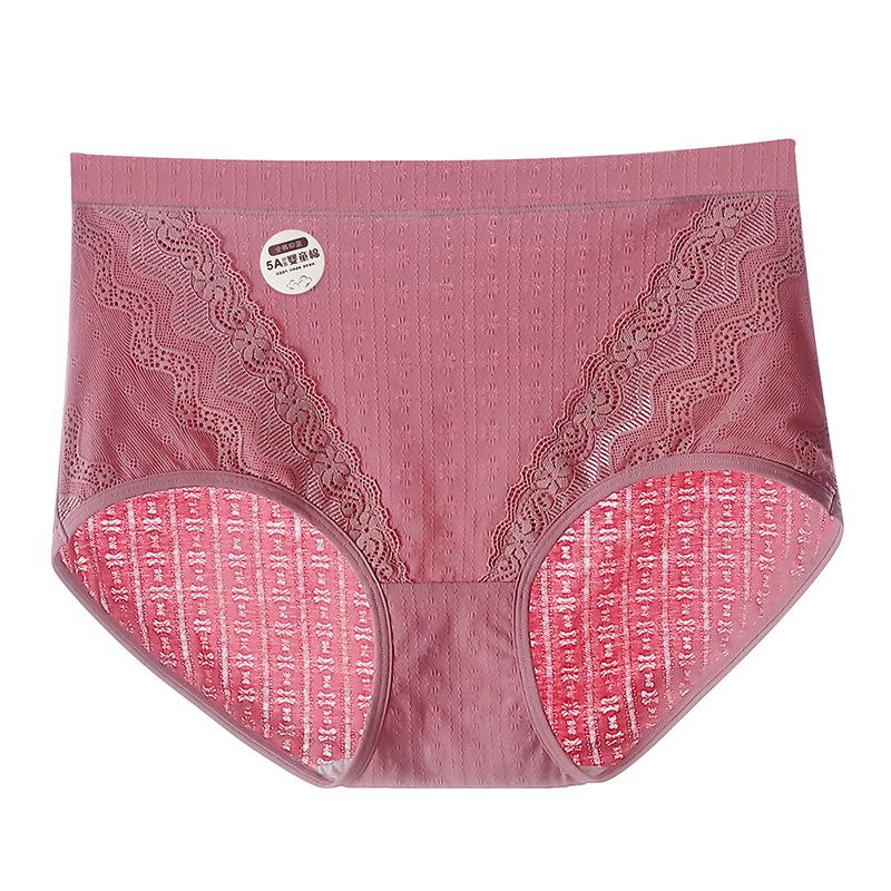 Plus-Size Women's Pure Cotton High-Waisted Underwear, Jacquard Fabric, 5A Antibacterial Crotch, Breathable and Comfortable